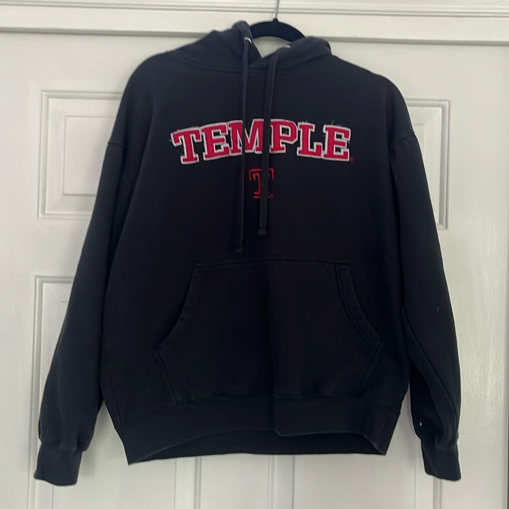 Black Temple University Hoodie Size large